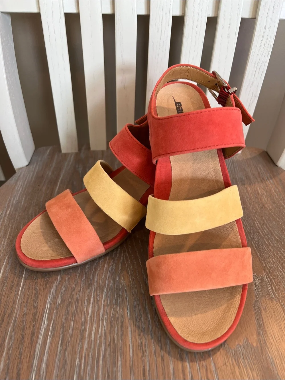 Colorblock Suede Leather Strap Sandals